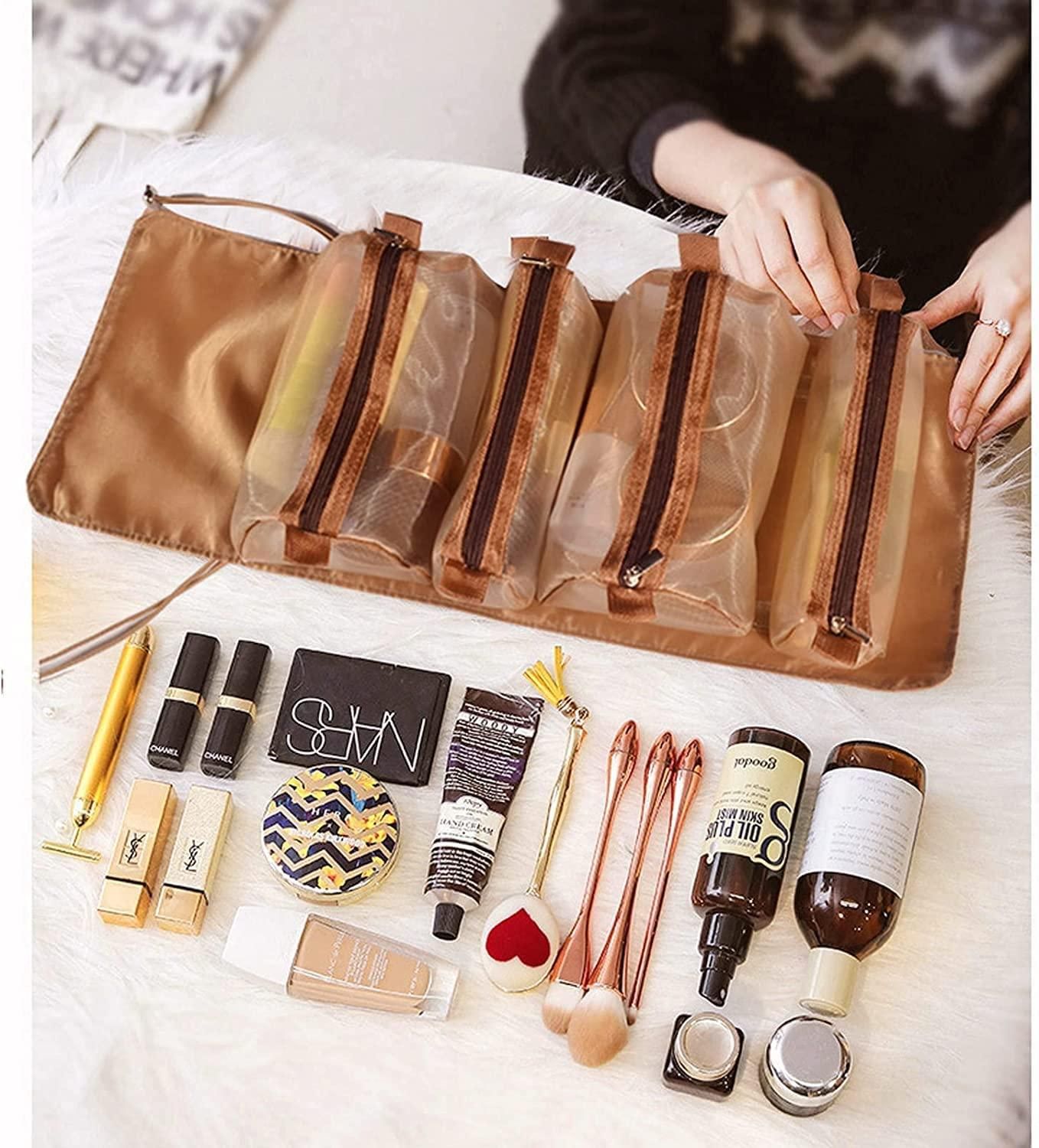 4-in-1 Detachable Hanging Toiletry Bag Foldable Travel Makeup Bag