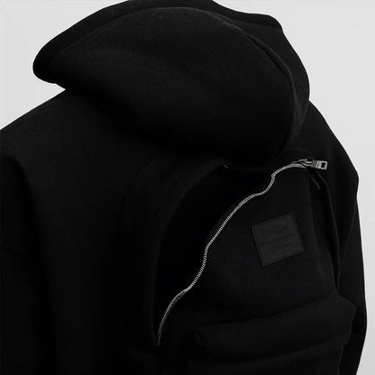 Men's Solid Custom Backpack Zip Up Hoodie
